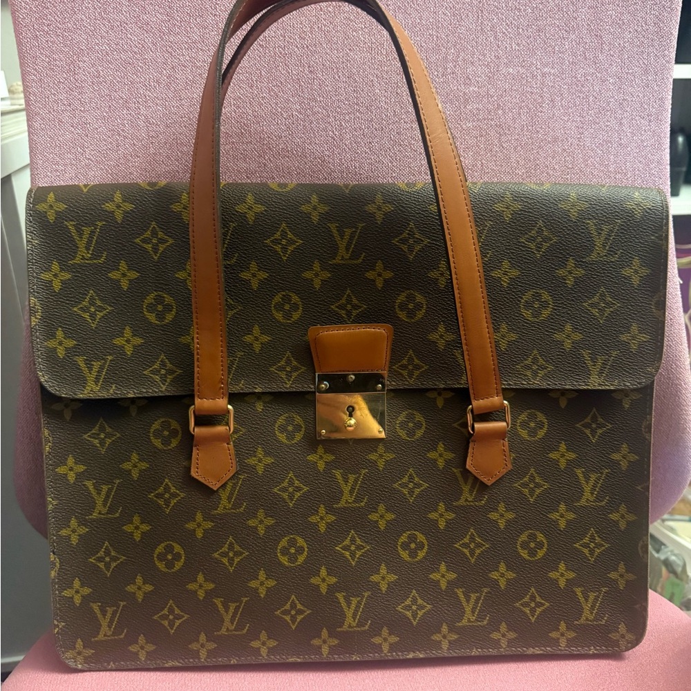 Louis Vuitton Brown and Tan Monogram Briefcase